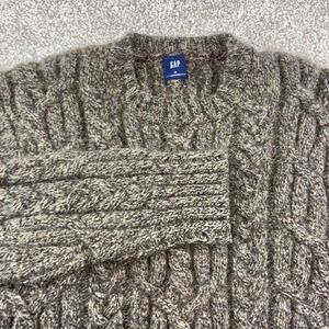 VTG GAP 03 Cable Knit Size M Sweater Lambswool Brown Marled Casual Chunky Casual